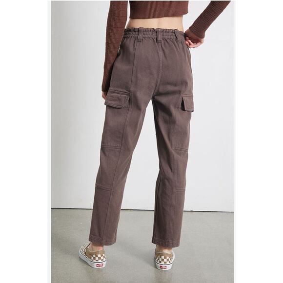 PacSun Elastic Waist Cargo Jeans – Brown Utility Streetwear – women’s M - Picture 3 of 12